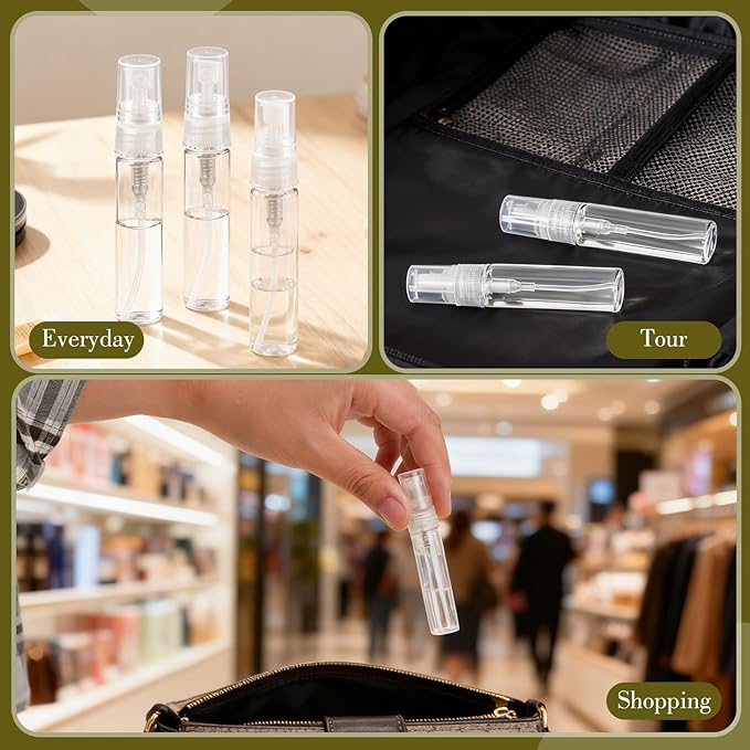 500 Pcs 5ml Mini Spray Bottles Portable Perfume Refillable Dispenser Container Clear Glass Perfume Sprayer for Cleaning Essential Oils Pocket Travel