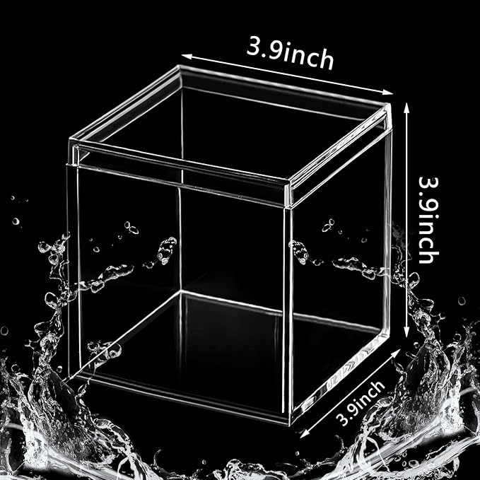 Blulu 8 Pcs Clear Acrylic Box with Lid Plastic Jewelry Mini Storage Box Mini Cube Containers for Candy and Tiny Jewelry Easter Party Favor(3.9 x 3.9 x 3.9 Inch,Classic Style)
