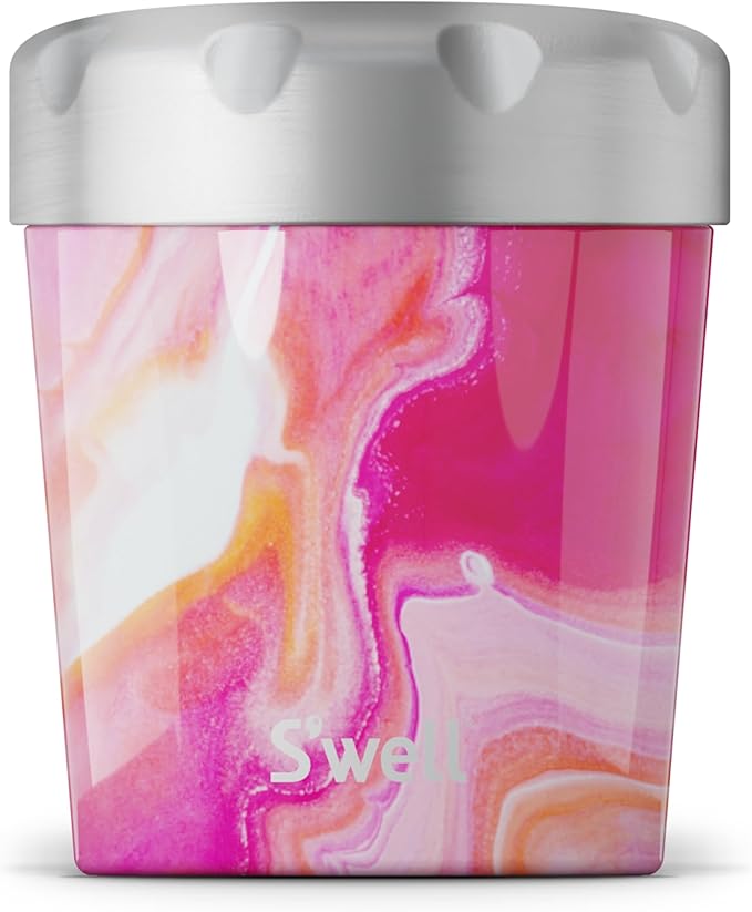 S'well Stainless Steel Ice Cream Chiller, 16oz, Rose Agate, Triple Layered Vacuum Insulated Container Keeps Ice Cream Frozen For Up To Four Hours, BPA Free (Pack of 8)
