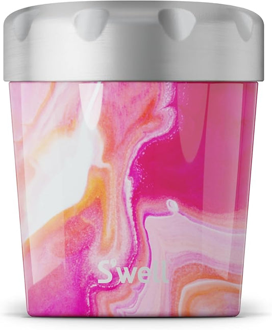 S'well Stainless Steel Ice Cream Chiller, 16oz, Rose Agate, Triple Layered Vacuum Insulated Container Keeps Ice Cream Frozen For Up To Four Hours, BPA Free (Pack of 8)