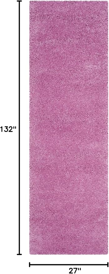 SAFAVIEH Santa Monica Shag Collection 2'3" x 11' Pink SGN725 Solid Non-Shedding Living Room Bedroom Dining Room Entryway Plush 2-inch Thick Runner Rug