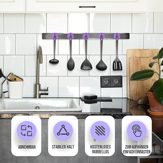 Neosmuk Magnetic Hooks, Heavy Duty 170lb Strong Magnets for Cruise Cabins, Ship Essentials, Large Metal Hooks for Hanging on Fridge(Purple,Pack of 4)