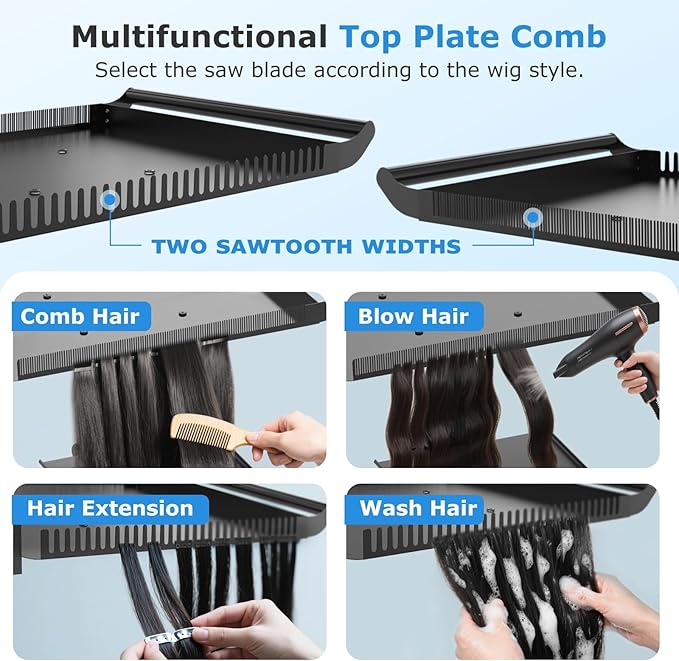 Hairstylist Tray on Wheels, Rolling Salon Tray with Holder and Hair Separator Stand, Salon Trolley Adjustable Tray with Storage Platform Dye Bowls and Tools for Hair Stylist