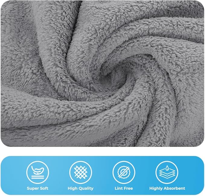 Avalon Towels Microfiber Salon Towel - Grey Hand Towels Bulk 24 Pack - Lint Free Fleece Microfiber Hand Towel, Soft & Ultra-Absorbent Ideal for Facial Spa & Gym Work Out 16"x26" (Not Bleach Proof)