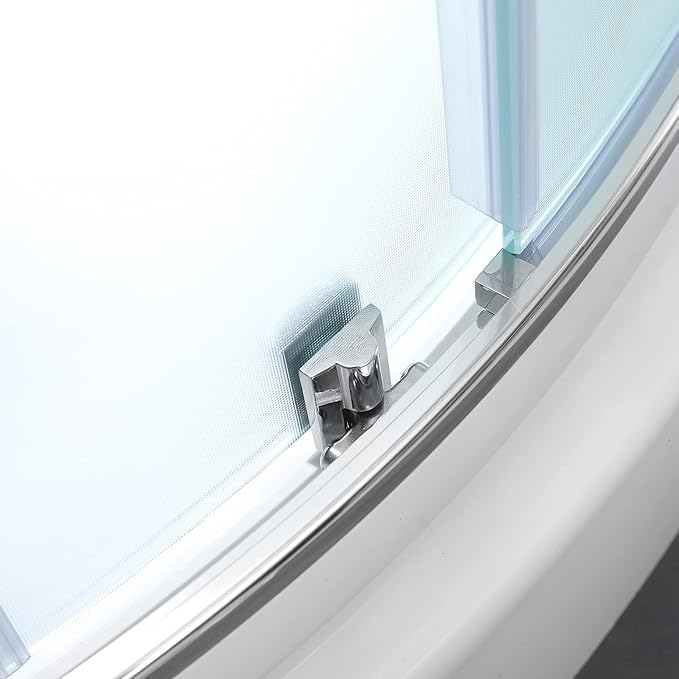 OVE Decors Breeze 34 in. Corner Shower Frosted Sliding Door, With Base and Walls in Chrome Finish