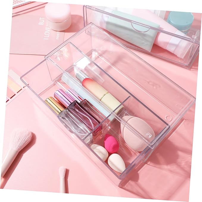 3pcs Elegant Lidded Makeup Organizer Storage Box Lipstick Holder Desktop Cosmetics Organizer for Vanity Bathroom