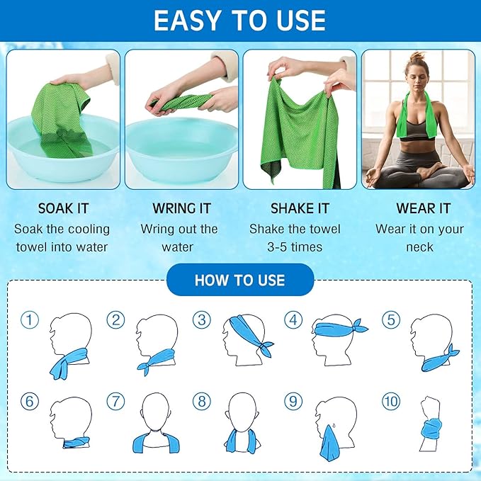 80 Pcs Cooling Towel Bulk 40 x 12 Inch Double Layer Microfiber Chilly Cold Towel for Neck Gym Yoga Running Workout Sports(Rose Red, Light Blue, Green, White)