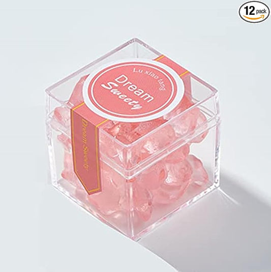 Acrylic Box Clear Boxes 12 Packs Acrylic Dispaly Box with Lid Valentine's Day Party Favor Gift Boxes Wedding Male Birthday Decorative Box Jewelry Storage Container Treat Box
