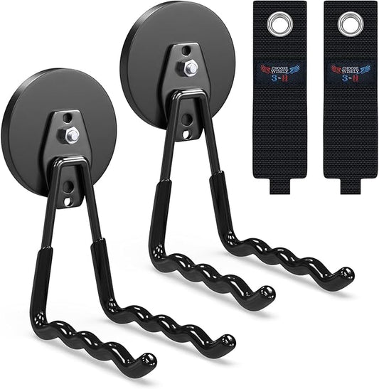 3-H Magnetic Wave Hooks Heavy Duty 2 Pack, Large Magnet Garage Hooks Heavy Duty and Strong Utility Magnetic Tool Holde for Hanging and organizing Garden Power Tool (Black