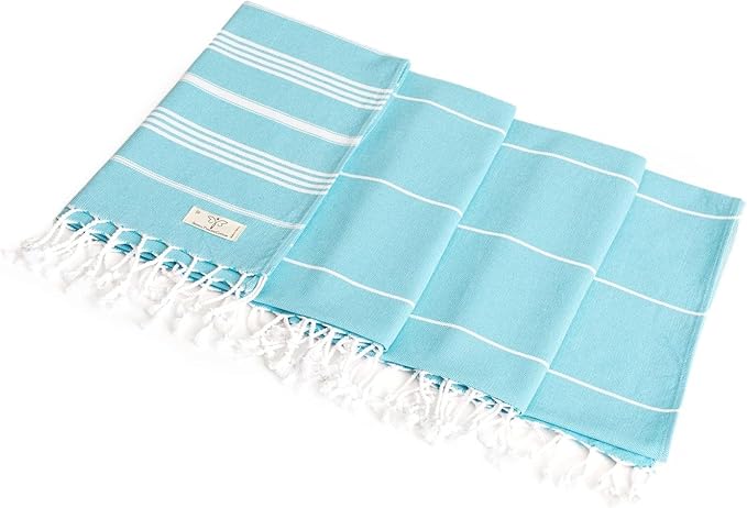 SMYRNA TURKISH COTTON Beach Blanket – Sand-Free Oversized Beach Throw 50x60 – Quick-Dry Lightweight Turkish Towel for Beach, Pool, Picnic & Outdoor Travel – Eco-Friendly Recycled Cotton, Turquoise
