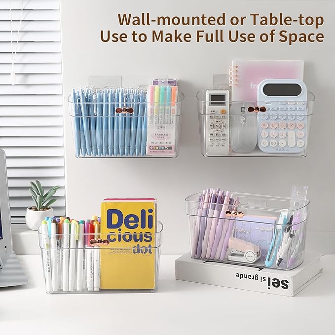 4 Pack Adhesive Cabinet Door Organizer, Compact Pantry Organizers and Storage Basket, Clear Bathroom Storage Organizer Shelf for Narrow Space, Wall Mounted Shower Caddy Hanging Sink Caddy