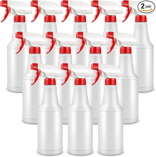 DIYSELF 16oz Spray Bottles 12 Pack, Reusable Spray Bottles for Cleaning and Plants, Squirt Bottles, Spray Bottle for Cats, Chemical Resistant Heavy Duty Spray Bottle with Adjustable Nozzle