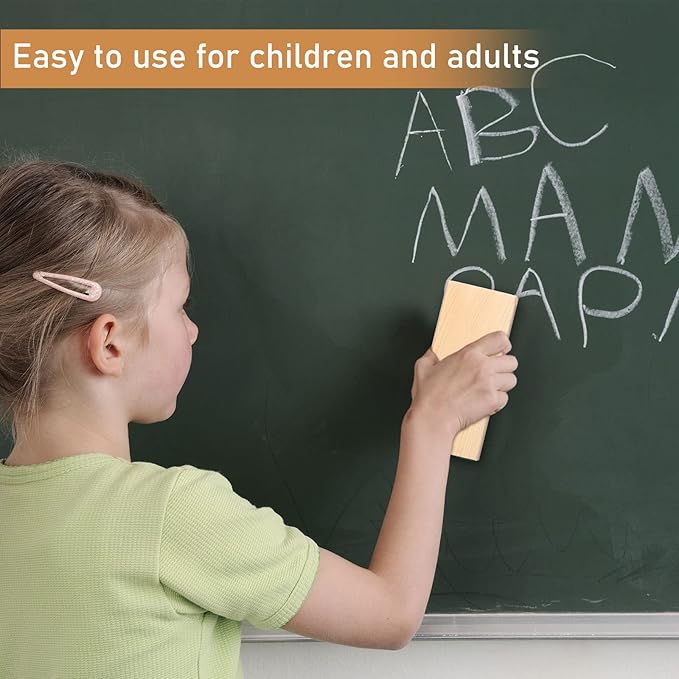 Felt Campus Style Erasers, Cleaner Dusters Felt Chalkboard Eraser for Kids Wood Chalk Eraser for Chalkboard Cleaners Dusters for Markers White Black Boards Paint School Students Teachers (24 Pieces)