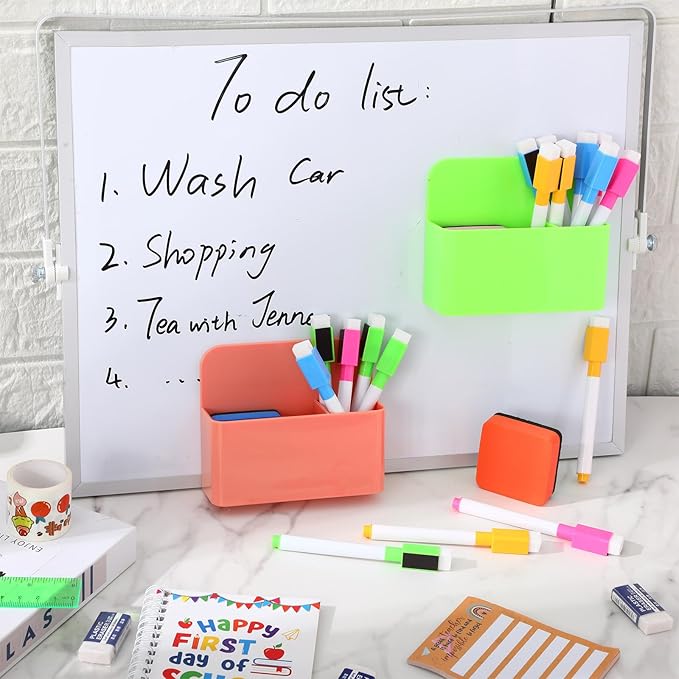 6 Pcs Magnetic Dry Erase Marker Holder for Whiteboard, Magnet Pencil Storage Organizer for Office Refrigerator Locker Classroom Organization Metal Cabinets