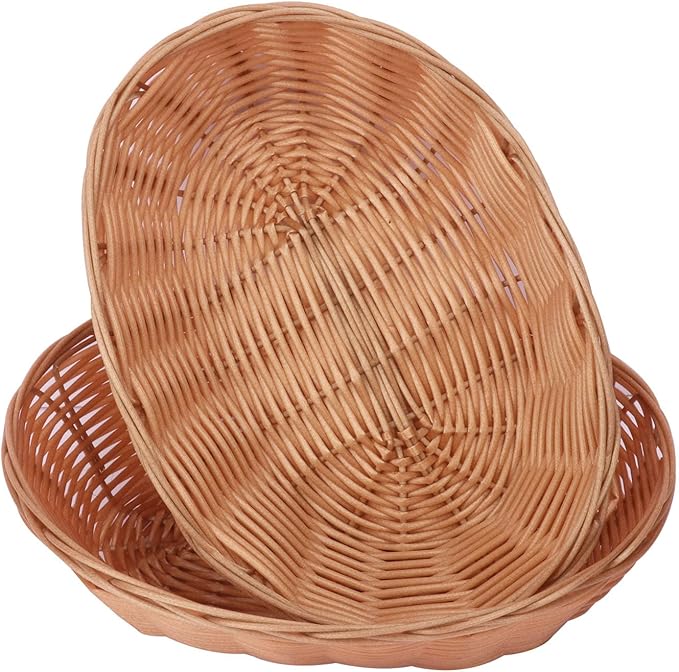 Oval Wicker Baskets - Bulk, 27 Pack, Bread & Gift Baskets, Durable, Home & Restaurant Use