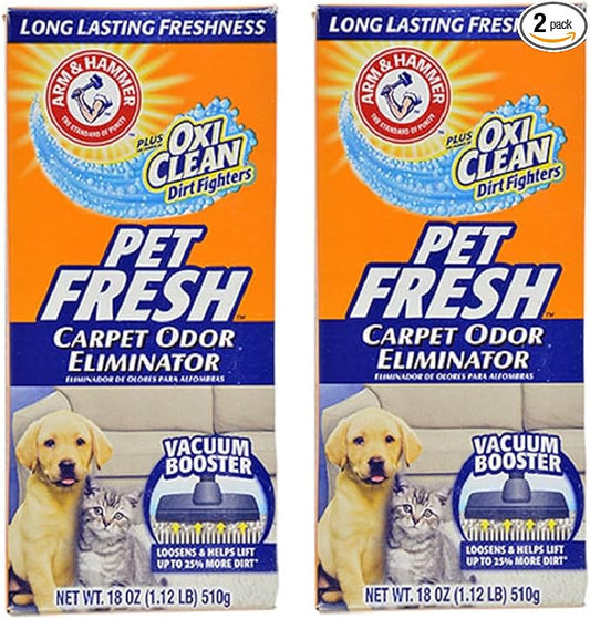 Arm & Hammer Pet Fresh Carpet Odor Eliminator Plus Oxi Clean Dirt Fighters, 18 oz,(PACK OF 2)