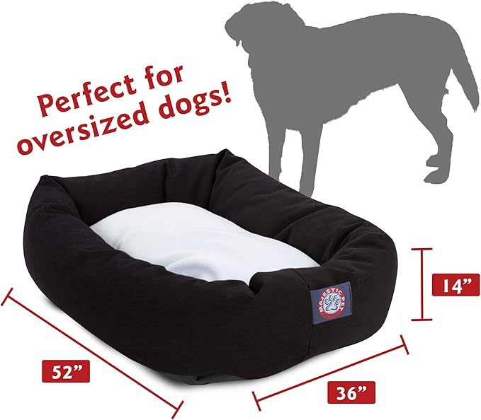 Majestic Pet 52 inch Black & Sherpa Bagel Dog Bed Products, 52.0"L x 35.0"W x 11.0"Th