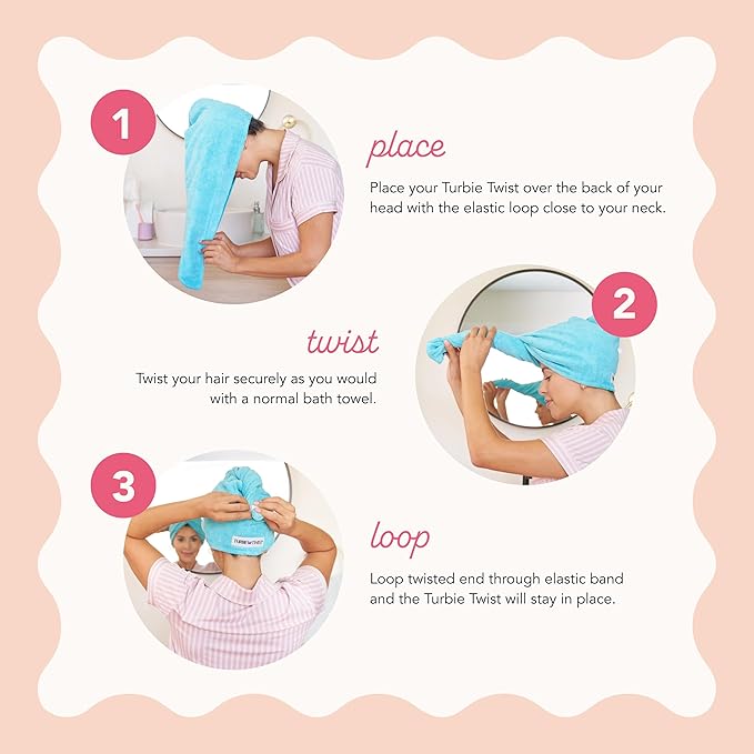 Turbie Twist 2-Pack Extra Long Microfiber Hair Towel for Beauty, Travel, Gifting - Hair Wrap Turban for Long & Thick Hair - Premium Personal Care - Pink&Mint