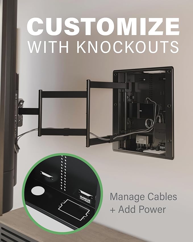 SANUS Recessed TV Wall Mount for 42"-85" Screens - Premium Full Motion TV Mount Tilts, Swivels & Extends for Optimal Views - Easy Install & Low Profile Design - VIWLF128-B2
