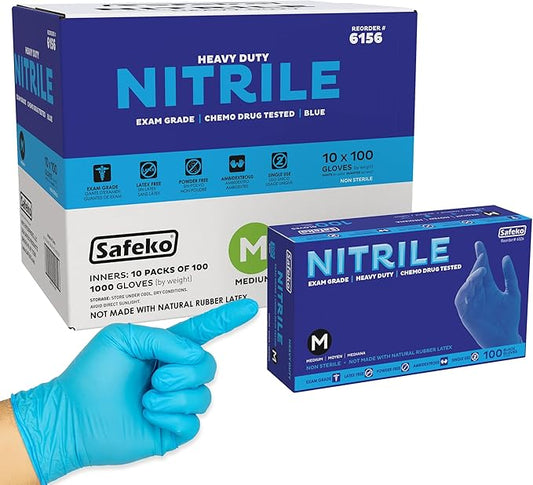 Heavyweight Nitrile Gloves a Black & Blue, Exam Grade, Chemo Tested, Latex-Free, Powder-Free, Disposable Glove