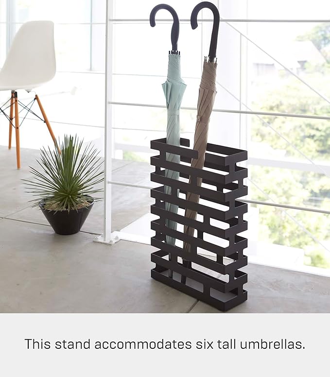 YAMAZAKI Home Brick Umbrella Stand - Storage For Umbrellas & Walking Canes - Steel - Holds 8 Umbrellas