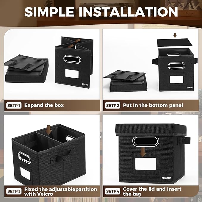7-inch Vinyl Record Storage Box Set of 2 - Album Storage Holds 120+ Single Records, Decorative LP Storage Organizer Crate with Lid, Sturdy Moving Boxes for Vinyl, Easy to Carry and Organize Your Album