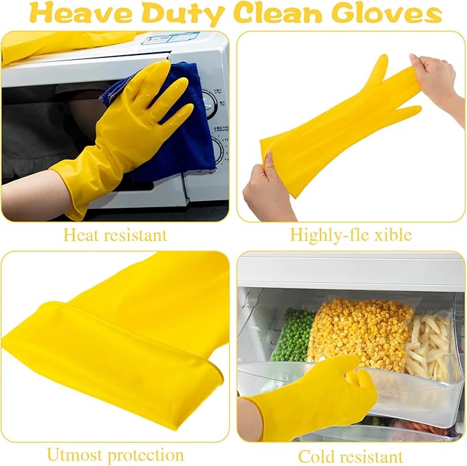 Rubber Reusable Gloves Long Household Dishwashing Gloves Kitchen Cleaning for Dishes Clean Gardening