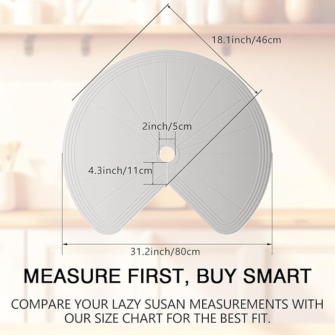 Lazy Susan Turntable Organizer - 32 Inch Rotating Tray for Kitchen Cabinet, Dining Table, Countertop