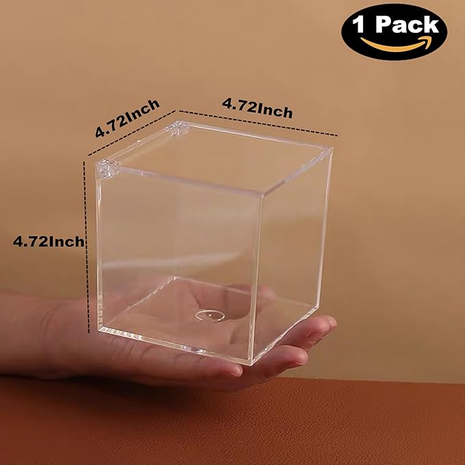 Large Acrylic Storage Box Coffee Pod Holder Clear Acrylic Hinged Lid Box Organizers Accessories Anti Dust Durable Clear Acrylic Box for House and Office Use, Transparent Box