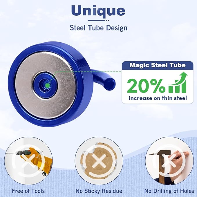 Neosmuk Magnetic Hooks, Cruise Ship Essentials, 4lb+ Heavy Duty Magnetic Hooks for Cruise Cabins, Refrigerator, Grill, Hanging, and Travel | Extra Strong Must-Haves Magnet Hook,Navyblue,Pack of 4
