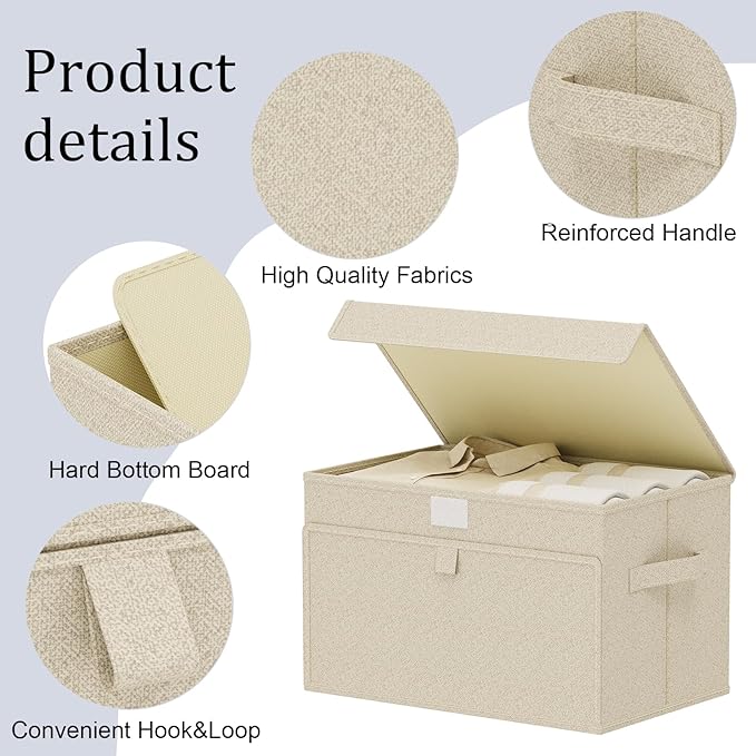 Fabric Storage Boxes, Closet Organizer with Handles, Basket Bins with Flip Cover, Cube Organization for Clothes, Shoes, Blankets, 13x9.1x7.9in, Grey and Beige, 4 Pack