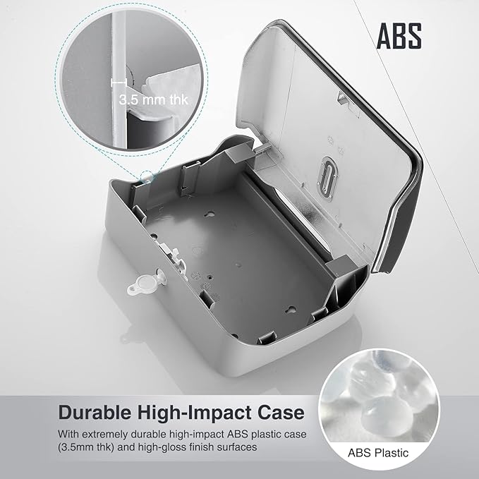 Paper Towel Holder Wall Mount - No-Drill Adhesive Multifold Paper Towel Dispenser for RV Bathrooms, Guest Suites & Compact Kitchens, Locking Commercial Design