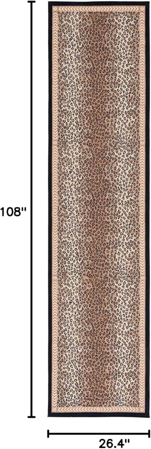 SAFAVIEH Washable Rug Journey Collection - 2'2" x 9', Beige & Black, Slip Resistant & Easy Cleaning, Ideal for Living Room, Hallway, Foyer, Nursery, Bedroom, Boys & Girls Room (JNY117B)