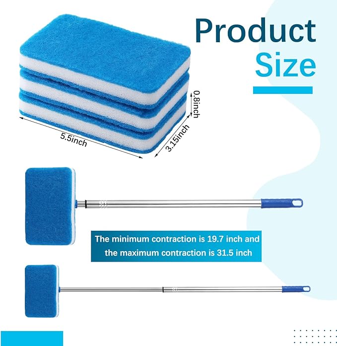 6 Pcs Small Pool Scrub Hand Held Brush 5.5 x 3.15in Surface Scrubbing Scouring Sponge Pad Swimming Pool Cleaning Brush Scrub Sponges for Tile Grout Walls Spas Kitchen Bathroom Tub