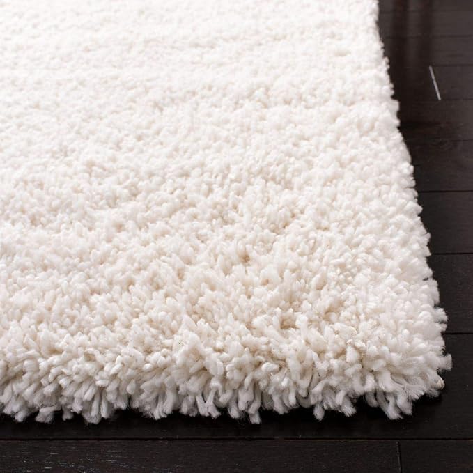 SAFAVIEH Fontana Shag Collection Runner Rug - 2'3" x 10', Ivory, Solid Design, Non-Shedding & Easy Care, 2-inch Thick Ideal for High Traffic Areas in Living Room, Bedroom (FNT800A)