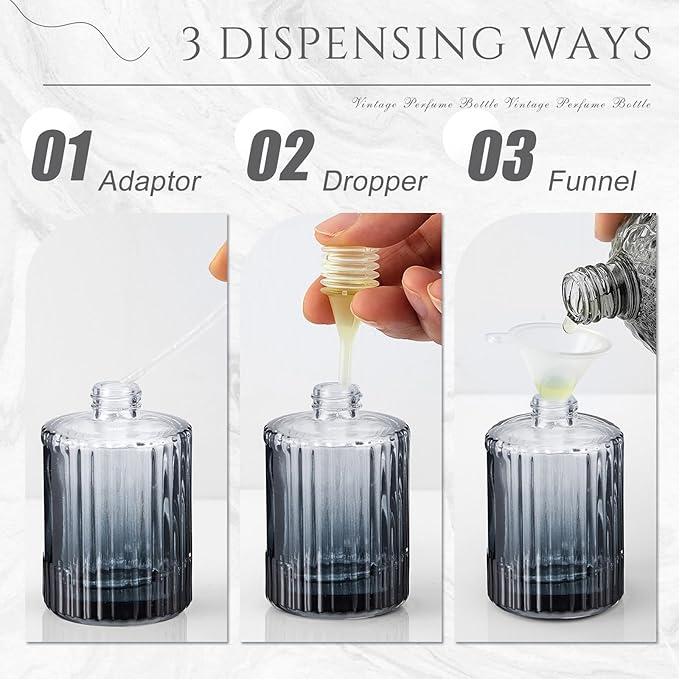 12 Pcs 30/50/100ml Empty Glass Perfume Bottles Bulk Pack for Perfume Makers Refillable Atomizer Cologne Bottles DIY Vintage Fragrance Packaging Glass Bottling Supplies (Black,50 ml)