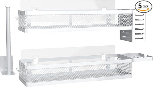 PUSDON Metal Wall Hanging Basket 2 Packs DIY Suitable for Multiple Scenes - Large White Netting Suit