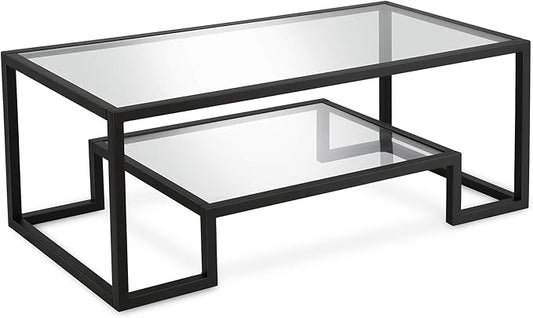Henn&Hart 45" Wide Rectangular Coffee Table in Blackened Bronze, Modern coffee tables for living room, studio apartment essentials