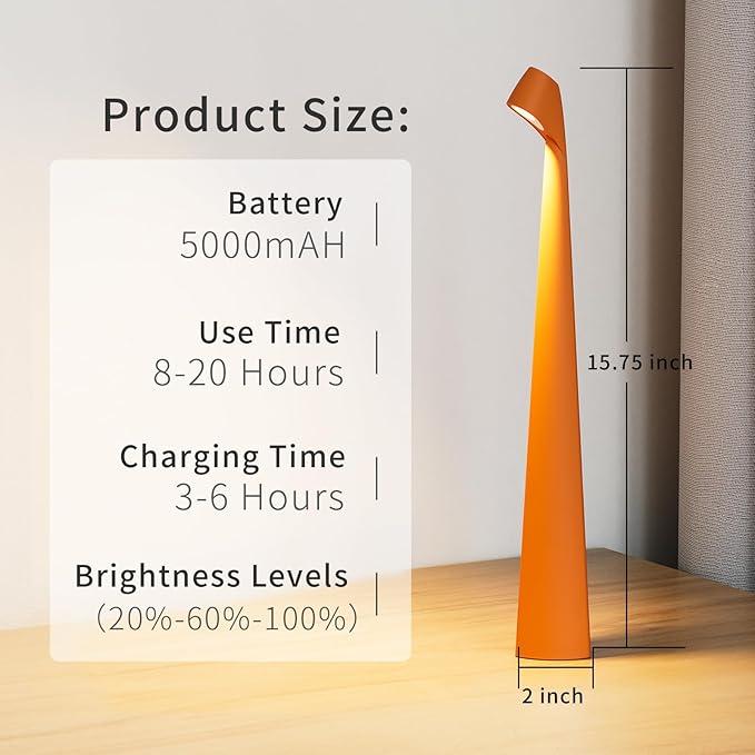 Portable Cordless LED Desk Lamp - Rechargeable Wireless Table Lamp 3-Level Brightness