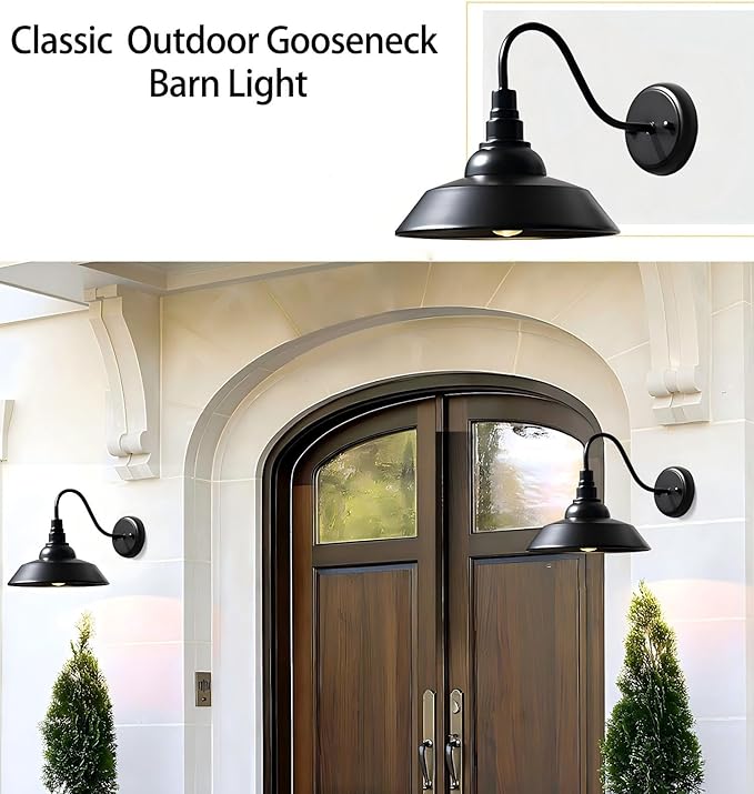 gooseneck barn Light Outdoor Farmhouse Black for Patio Porch Garden
