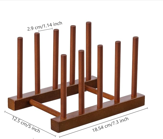 HBlife 2pcs Teak Dish Plate Bowl Cup Book Pot Lid Cutting Board Drying Rack Stand Drainer Storage Holder Organizer Kitchen Cabinet（Keep Dry）