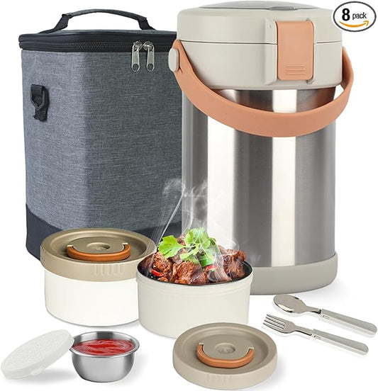 52 oz Hot Food Thermo, Insulated Food Container,7.8In 2 Layer Insulated Lunch Box Kit Stainless Steel Vacuum Soup Food Thermo Stackable Hot Food Jar Bento Box for Men, Women