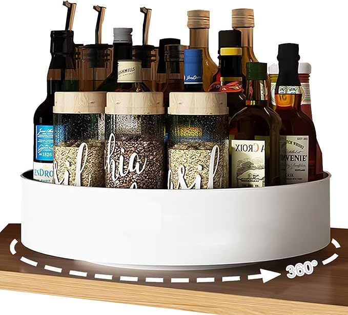 2 Pack 360° Rotating Lazy Susan Organizer,Non-Slip Turntable Organizer, Taller and Thicker Edge Design,Suitable for Kitchen Cabinets, Countertops, Pantry, Bathroom,Refrigerator and Storage Spices