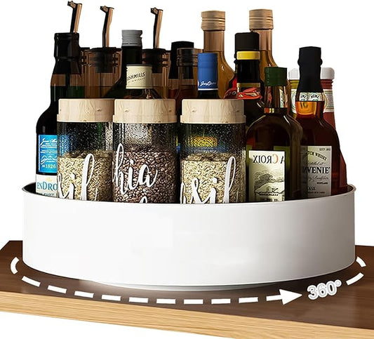 2 Pack 360° Rotating Lazy Susan Organizer,Non-Slip Turntable Organizer, Taller and Thicker Edge Design,Suitable for Kitchen Cabinets, Countertops, Pantry, Bathroom,Refrigerator and Storage Spices