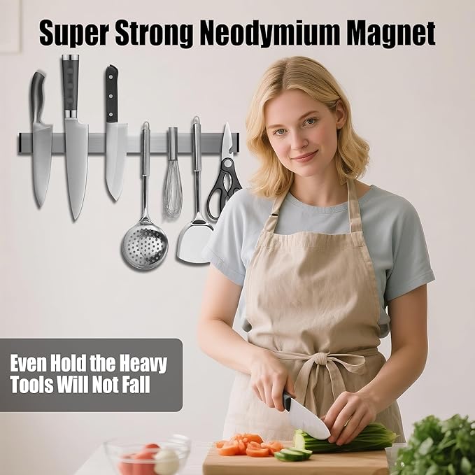 Magnetic Knife Holder for Wall, Knife Magnetic Strip for Fridge Mount Knife Rack Kitchen Utensil Holder Metal Tool Holder Knife Block Kitchen Organization, 20 Inch