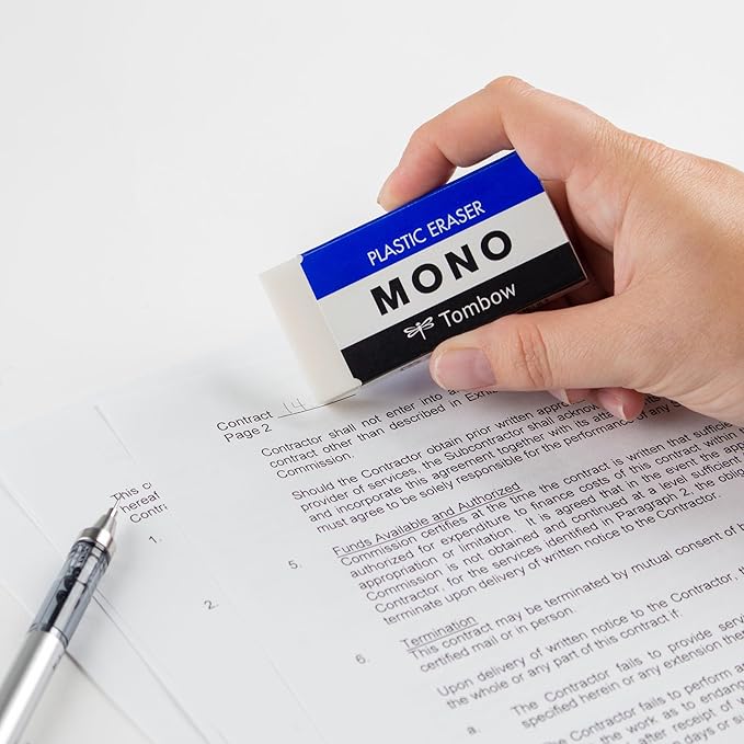 TOMBOW 57332 Mono Eraser, White, Jumbo, 1 Pack. Cleanly Removes Marks Without Damaging Paper