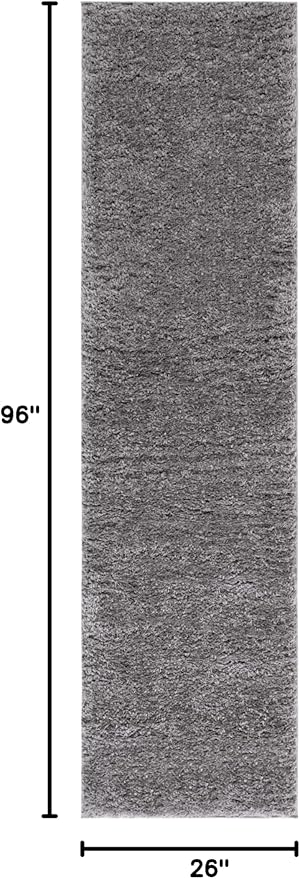 SAFAVIEH Lindsay Shag Collection Runner Rug - 8' Runner, Dark Grey, Contemporary Design, Ideal for High Traffic Areas in Hallway, Bathroom & Kitchen (LNS560G-28)