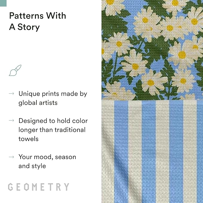Spring Kitchen Towels - Quick Dry Microfiber Cloth Spring & Summer Dish Towels for Kitchen Drying - Premium Quick Dry Towel - Daisy Dream, 18" x 30" - 2-Pack