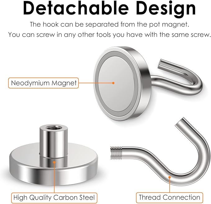 Magnetic Hooks Heavy Duty, 110 lbs Strong Hooks for Hanging, Magnet with Hook for Cruise, Grill, Fridge, Pack of 8