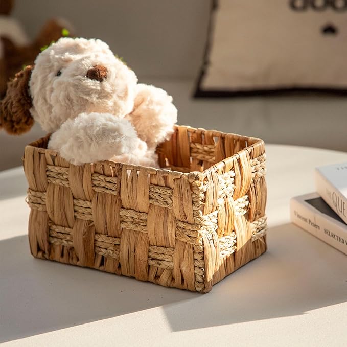 Water Hyacinth Storage Basket, Handmade Rectangular Basket for Home & Office, Natural Woven Basket for Tidy Spaces
